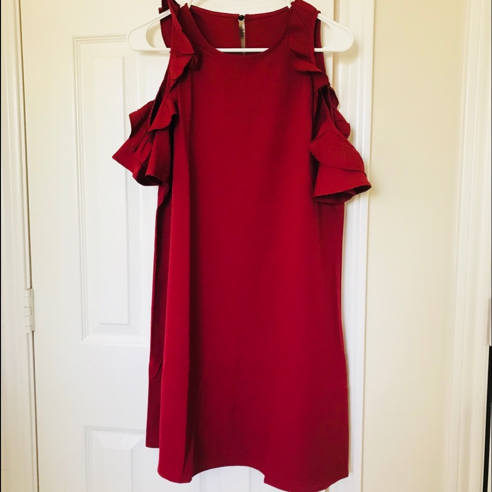 Cold shoulder ruffle dress